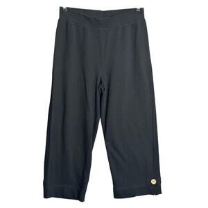 Nomadic Traders Sz S Pull On Black Cropped Pants Button Hem Stretchy Artsy‎ boho